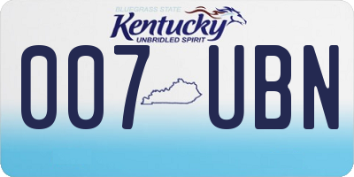 KY license plate 007UBN