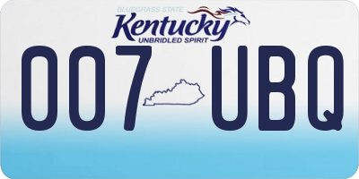 KY license plate 007UBQ