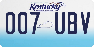 KY license plate 007UBV