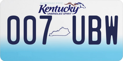 KY license plate 007UBW