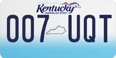 KY license plate 007UQT