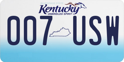 KY license plate 007USW