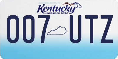 KY license plate 007UTZ