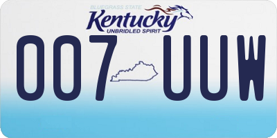 KY license plate 007UUW