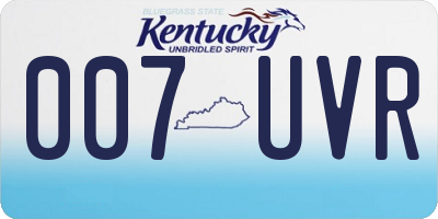 KY license plate 007UVR