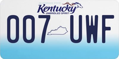 KY license plate 007UWF