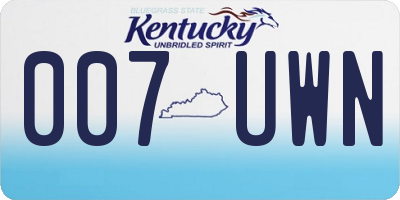 KY license plate 007UWN