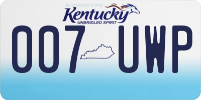 KY license plate 007UWP