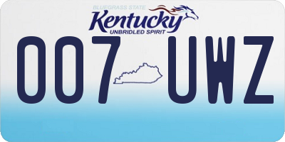KY license plate 007UWZ