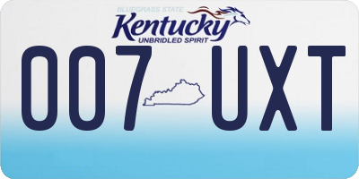 KY license plate 007UXT