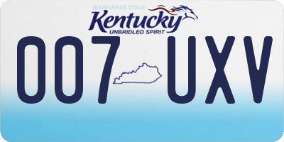 KY license plate 007UXV