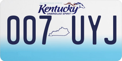 KY license plate 007UYJ