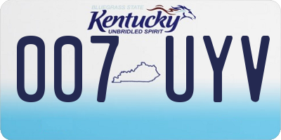 KY license plate 007UYV