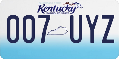 KY license plate 007UYZ