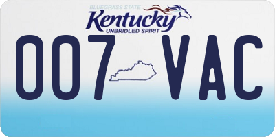 KY license plate 007VAC