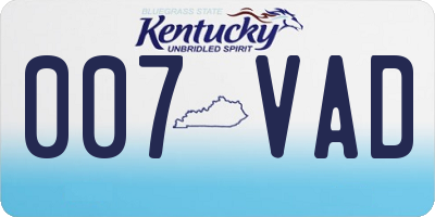 KY license plate 007VAD