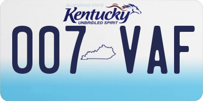 KY license plate 007VAF