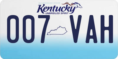 KY license plate 007VAH