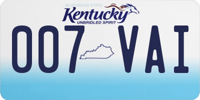 KY license plate 007VAI