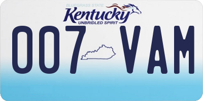 KY license plate 007VAM