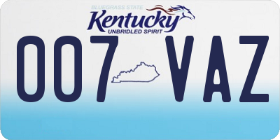 KY license plate 007VAZ
