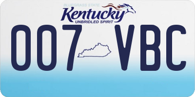 KY license plate 007VBC