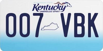 KY license plate 007VBK