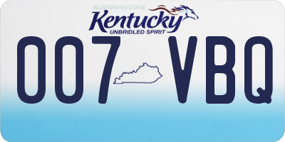 KY license plate 007VBQ