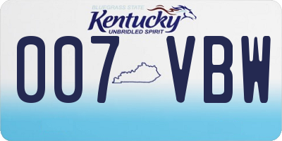 KY license plate 007VBW
