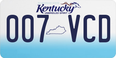 KY license plate 007VCD