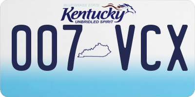 KY license plate 007VCX