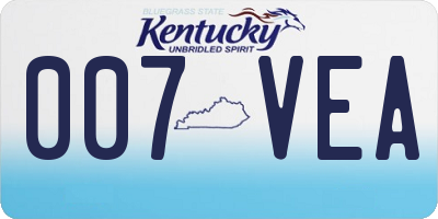 KY license plate 007VEA