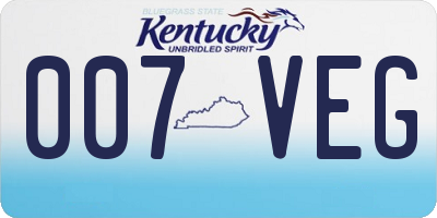 KY license plate 007VEG