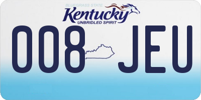 KY license plate 008JEU