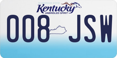 KY license plate 008JSW