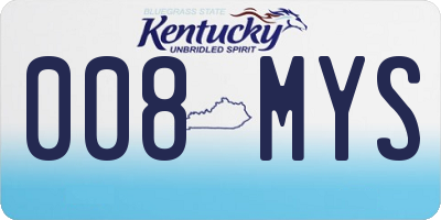 KY license plate 008MYS