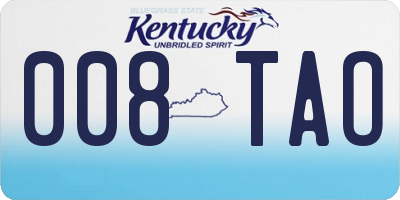 KY license plate 008TAO