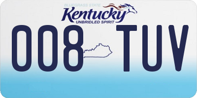 KY license plate 008TUV