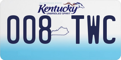 KY license plate 008TWC