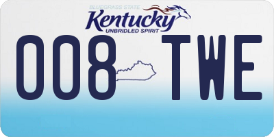 KY license plate 008TWE