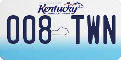 KY license plate 008TWN