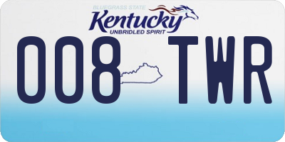 KY license plate 008TWR