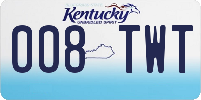 KY license plate 008TWT