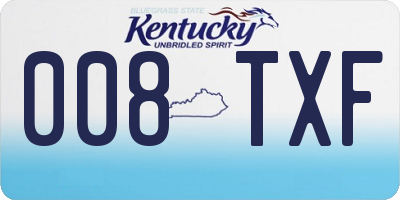 KY license plate 008TXF