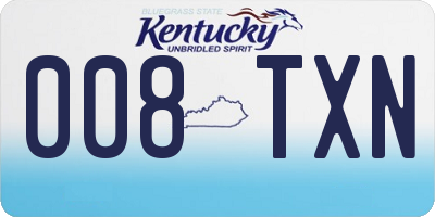 KY license plate 008TXN