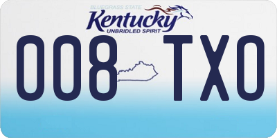 KY license plate 008TXO