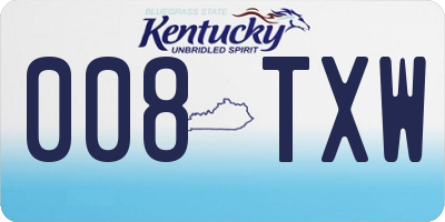 KY license plate 008TXW