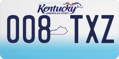 KY license plate 008TXZ