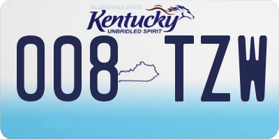 KY license plate 008TZW