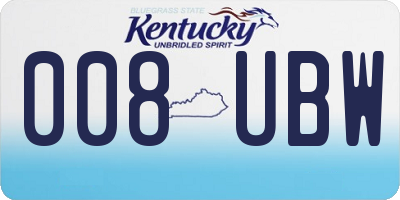 KY license plate 008UBW